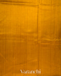 Mustard Yellow Hand Brushed Pure Raw Silk Handloom Saree