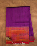 Royal Purple Hand Brushed Pure Raw Silk Handloom Saree