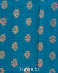 Peacock Blue Pure Tussar Silk Saree