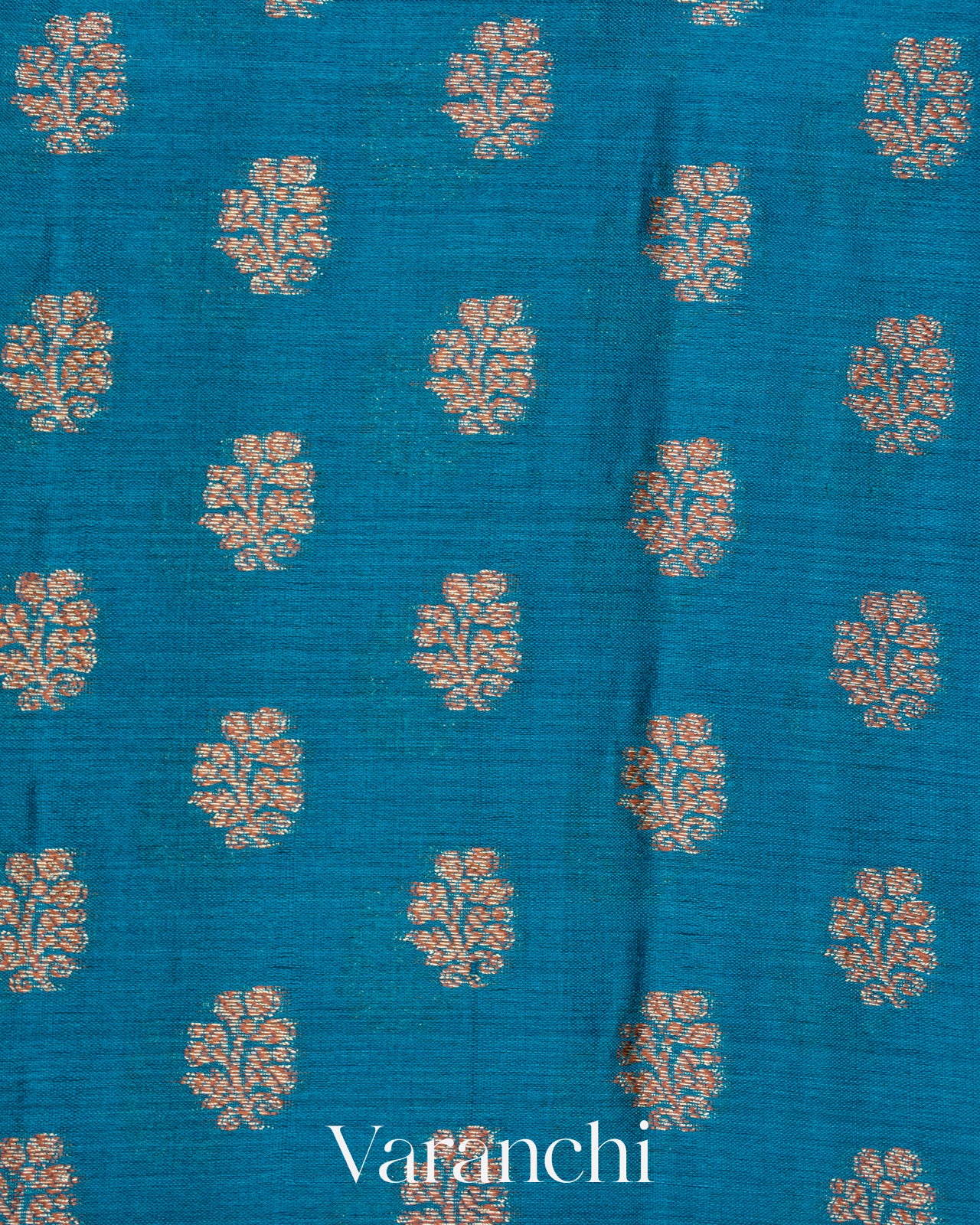 Peacock Blue Pure Tussar Silk Saree