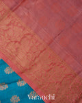 Peacock Blue Pure Tussar Silk Saree
