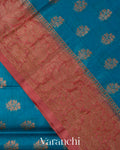 Peacock Blue Pure Tussar Silk Saree