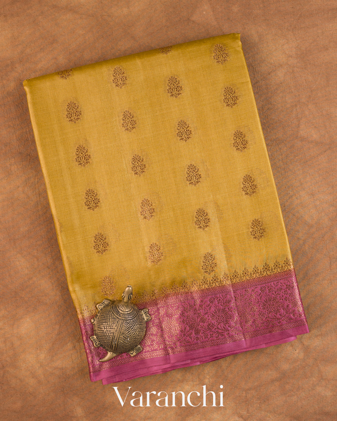 Mustard Yellow Pure Tussar Silk Saree