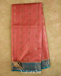 Coral Pink Pure Tussar Silk Saree