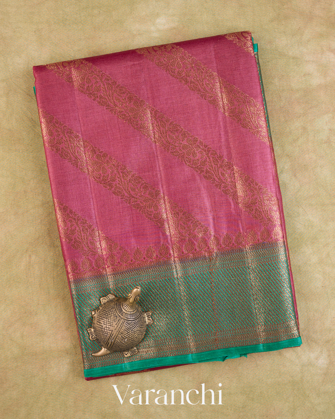 Onion Pink Lehariya Pure Tussar Silk Saree