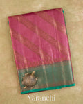 Onion Pink Lehariya Pure Tussar Silk Saree