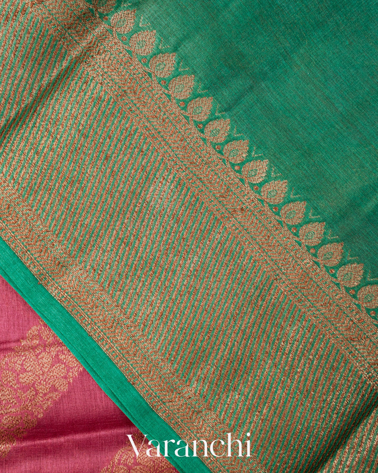 Onion Pink Lehariya Pure Tussar Silk Saree