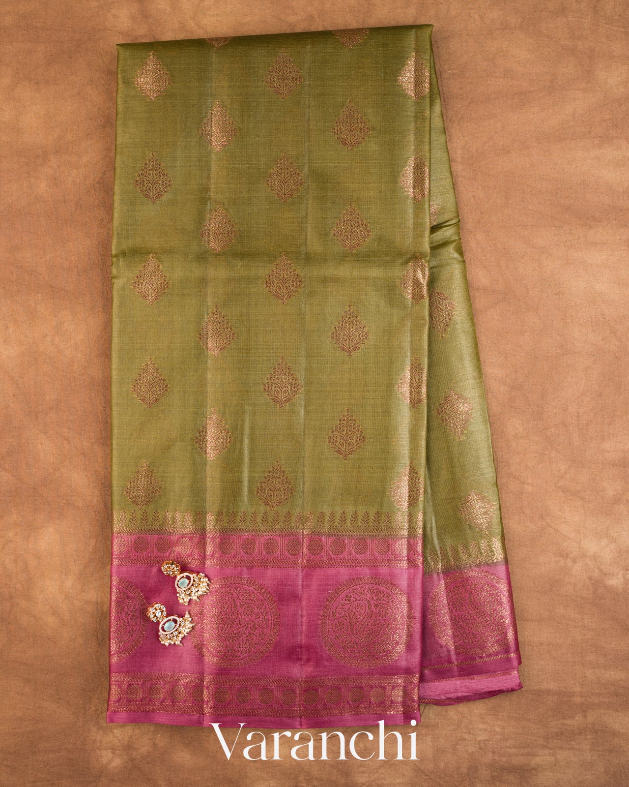 Mehandi Green Pure Tussar Silk Saree
