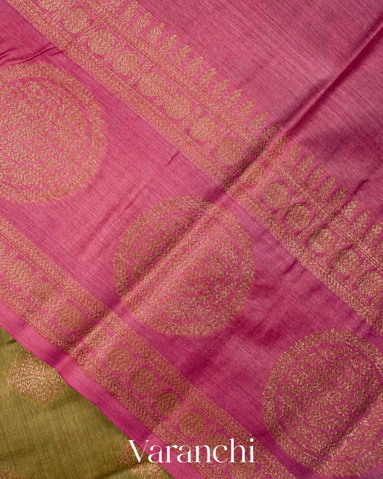 Mehandi Green Pure Tussar Silk Saree