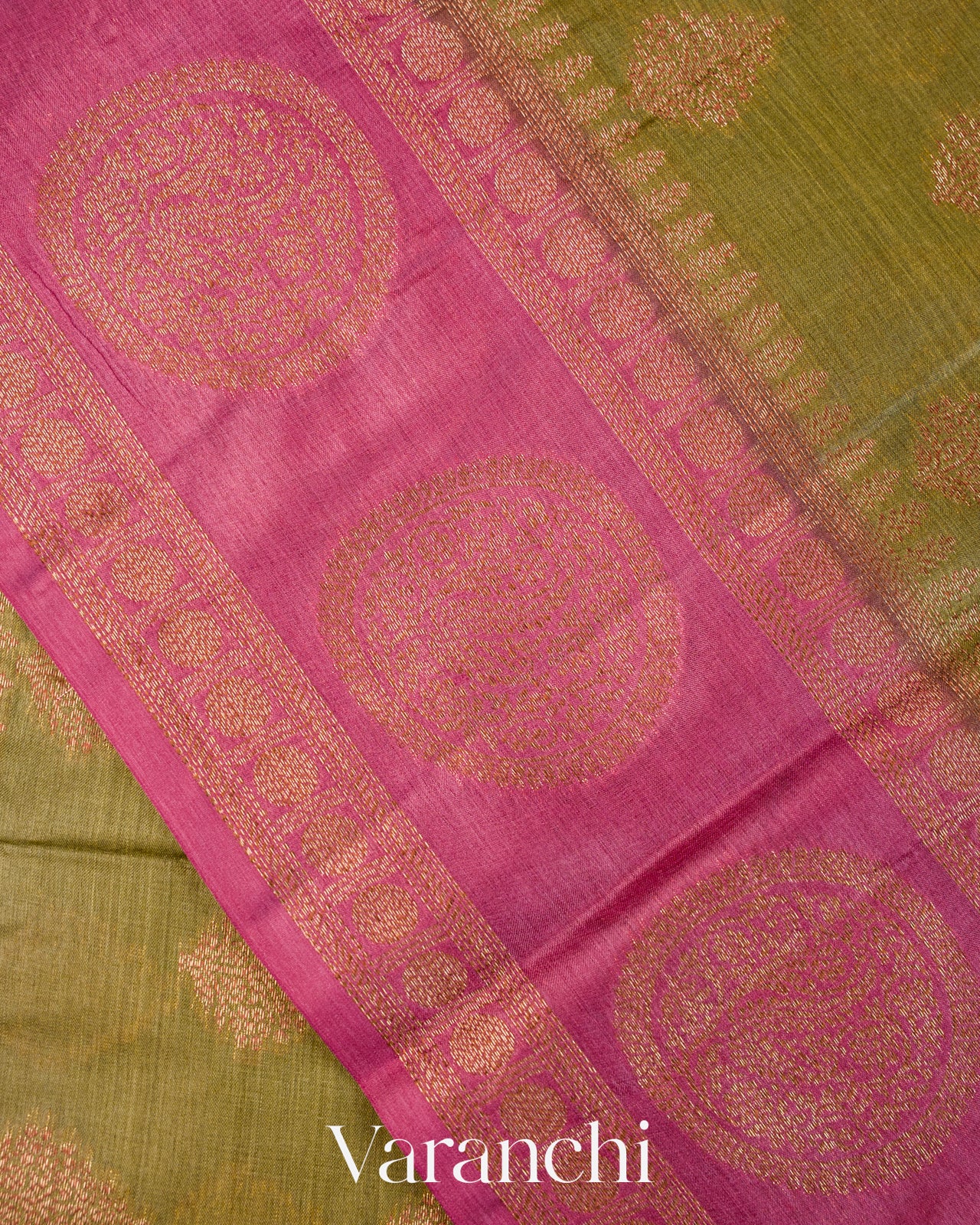 Mehandi Green Pure Tussar Silk Saree
