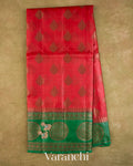 Ruby Red Pure Tussar Silk Saree