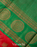 Ruby Red Pure Tussar Silk Saree