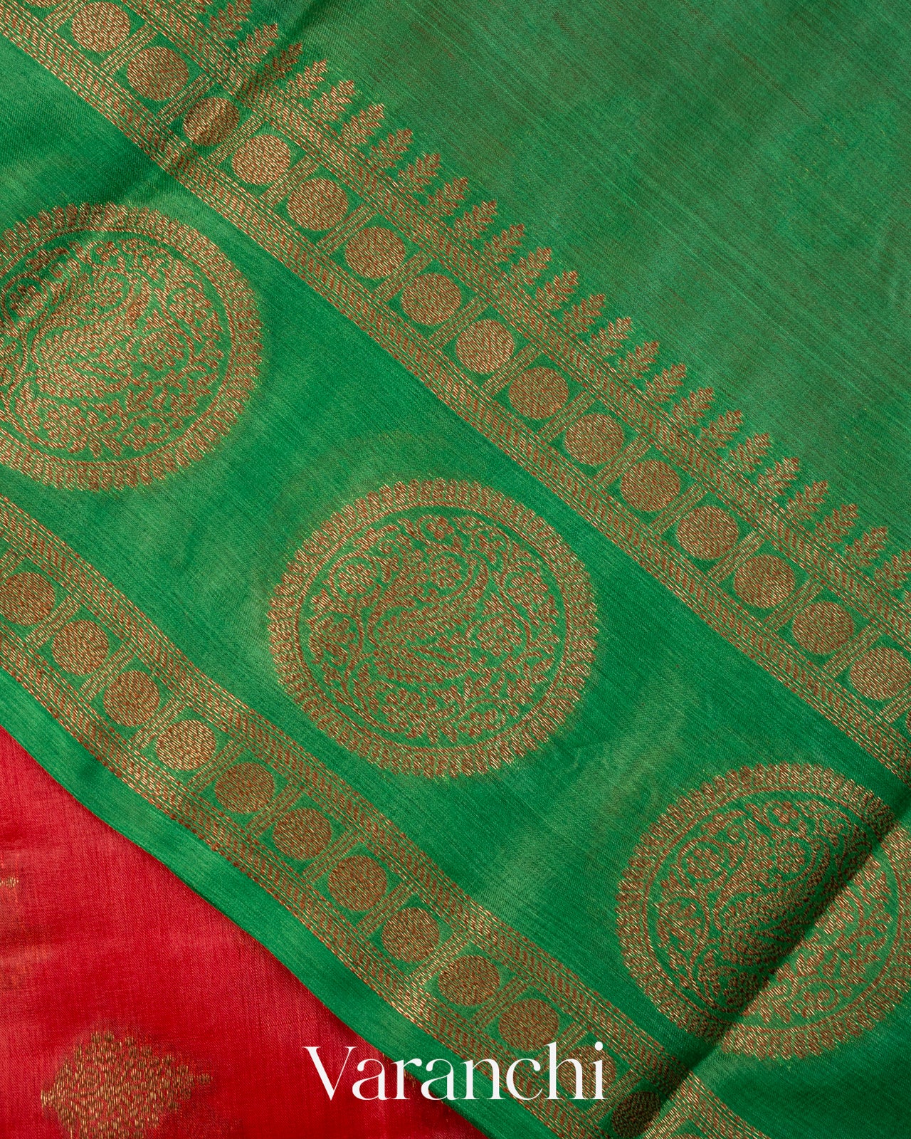 Ruby Red Pure Tussar Silk Saree