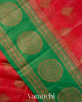 Ruby Red Pure Tussar Silk Saree