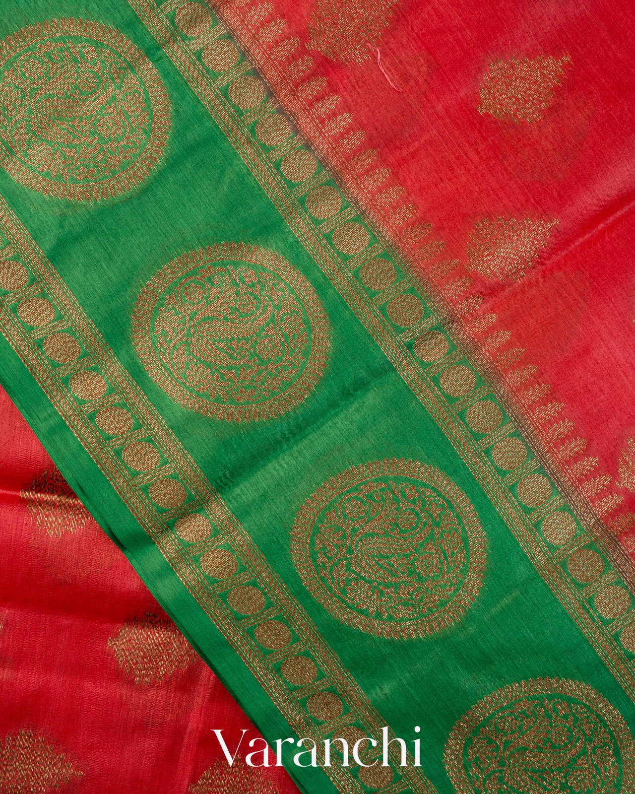 Ruby Red Pure Tussar Silk Saree