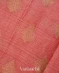 Coral Pink Pure Tussar Silk Saree