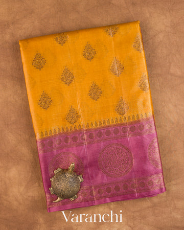 Turmeric Yellow Pure Tussar Silk Saree