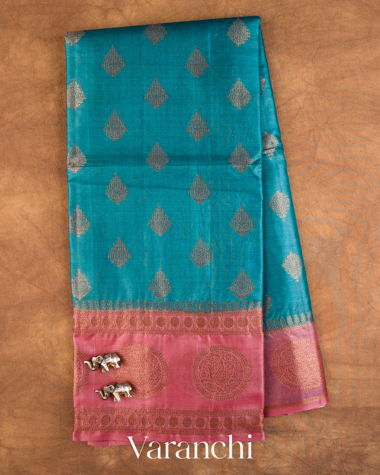 Ink Blue Pure Tussar Silk Saree