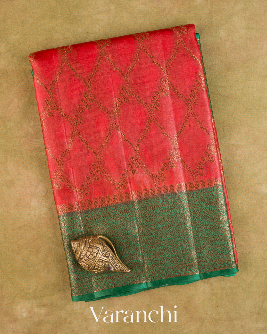 Crimson Red Jaal Pure Tussar Silk Saree