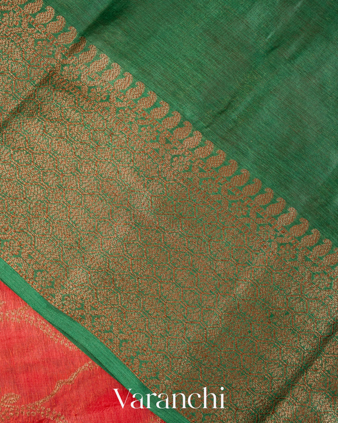 Crimson Red Jaal Pure Tussar Silk Saree