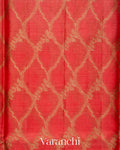 Crimson Red Jaal Pure Tussar Silk Saree