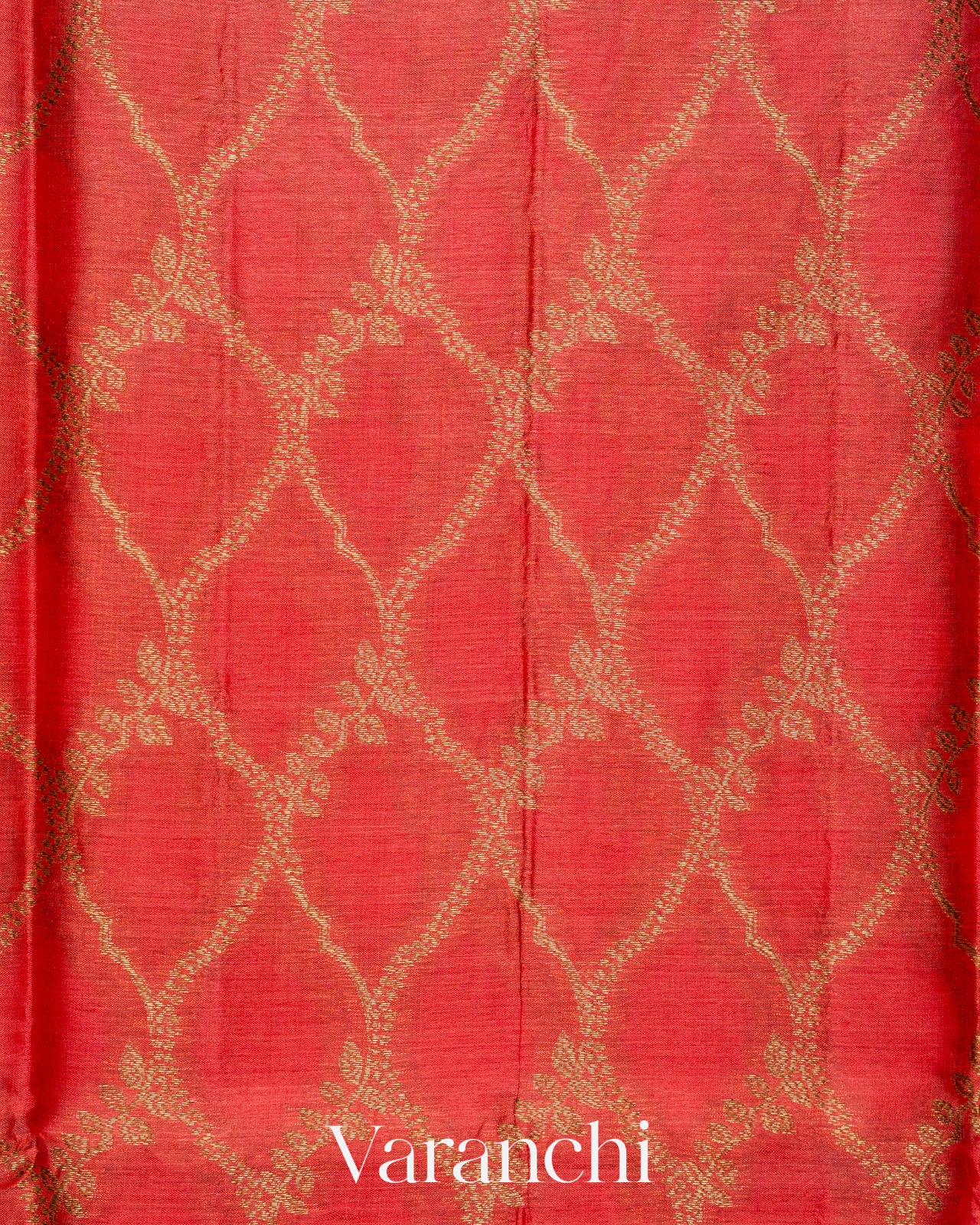 Crimson Red Jaal Pure Tussar Silk Saree