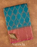 Ink Blue Jaal Pure Tussar Silk Saree
