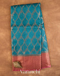 Ink Blue Jaal Pure Tussar Silk Saree