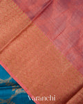 Ink Blue Jaal Pure Tussar Silk Saree