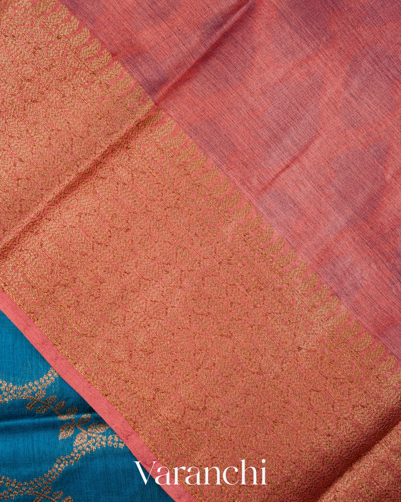 Ink Blue Jaal Pure Tussar Silk Saree