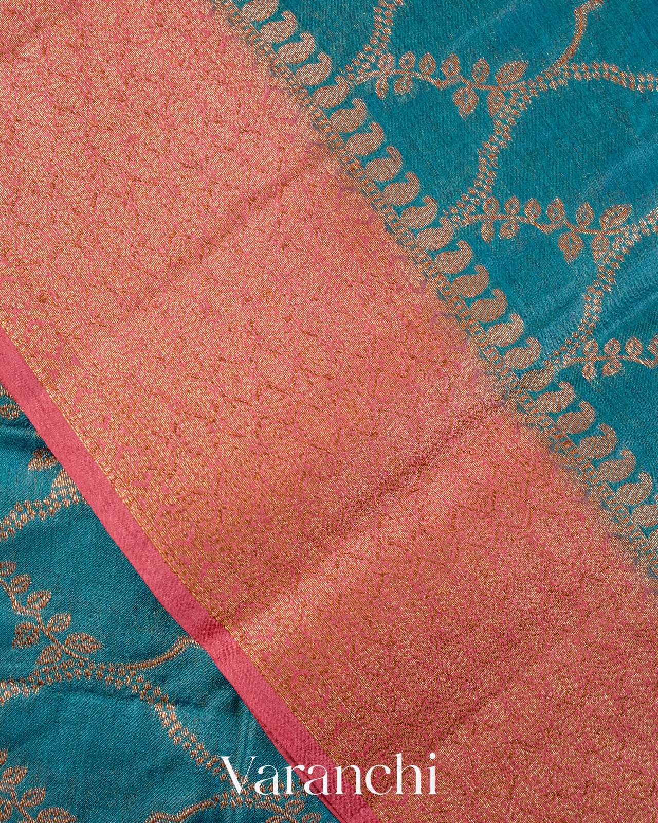 Ink Blue Jaal Pure Tussar Silk Saree