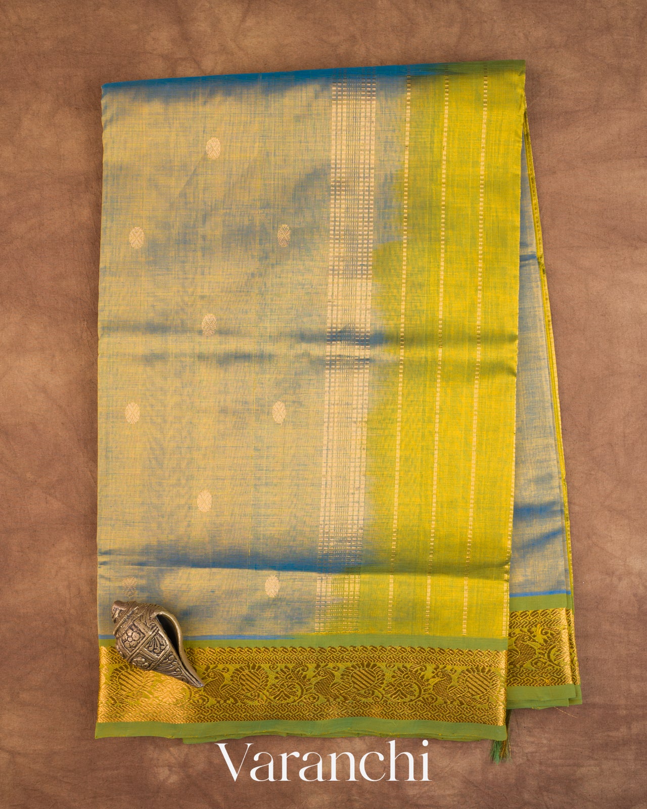 Golden Yellow Pure Kanchipuram Silk Cotton Handloom Saree