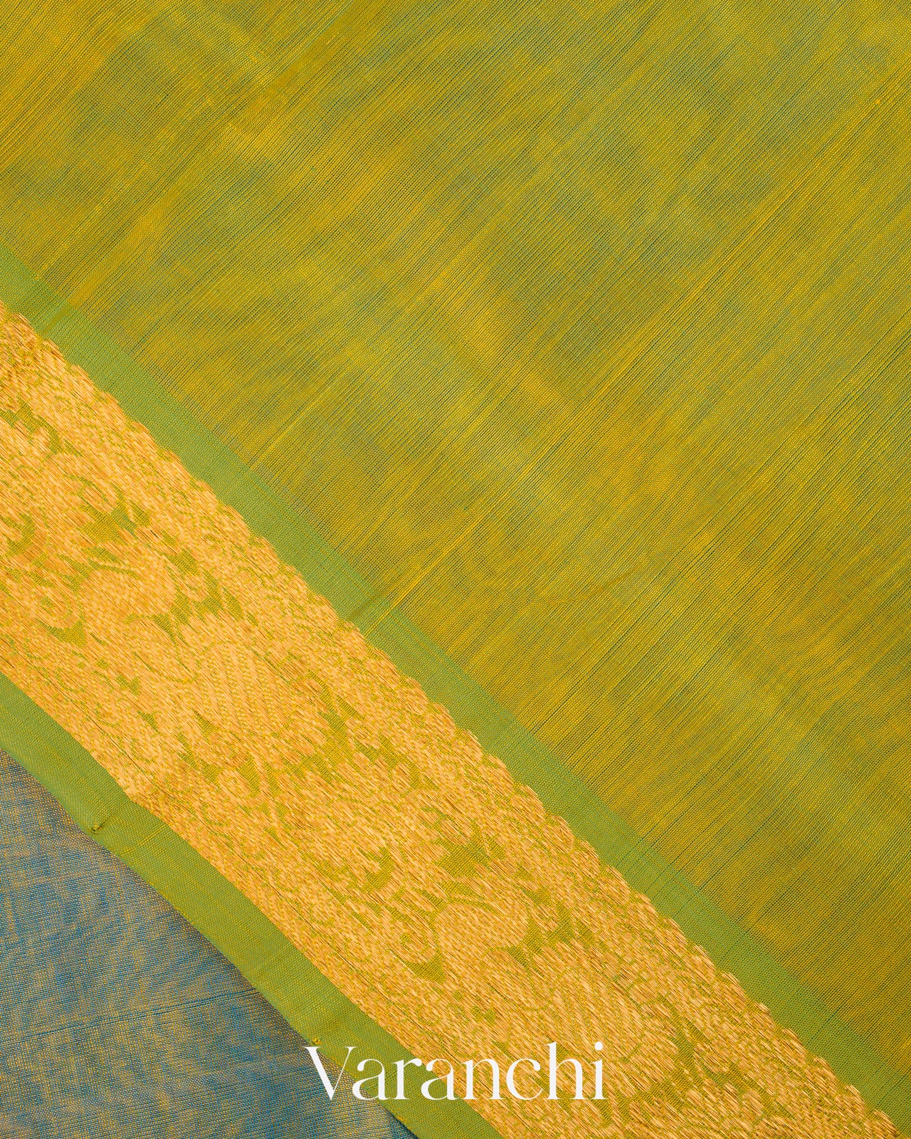 Golden Yellow Pure Kanchipuram Silk Cotton Handloom Saree