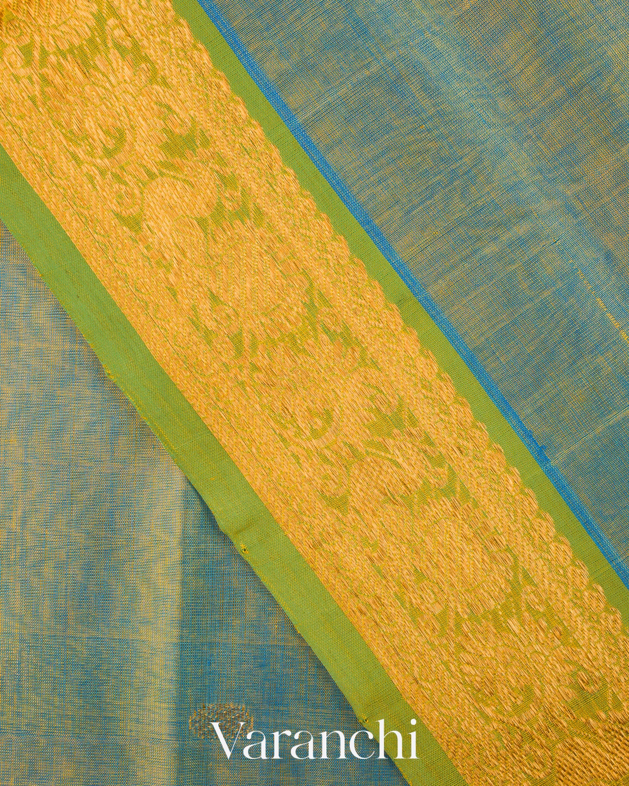 Golden Yellow Pure Kanchipuram Silk Cotton Handloom Saree