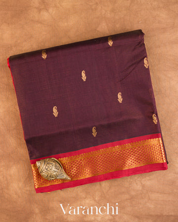 Wine Purple Pure Kanchipuram Silk Cotton Handloom Saree