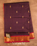 Wine Purple Pure Kanchipuram Silk Cotton Handloom Saree