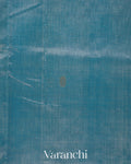 Sky Blue Striped Pure Kanchipuram Silk Cotton Handloom Saree