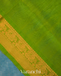 Sky Blue Striped Pure Kanchipuram Silk Cotton Handloom Saree