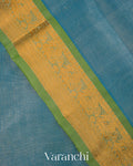 Sky Blue Striped Pure Kanchipuram Silk Cotton Handloom Saree
