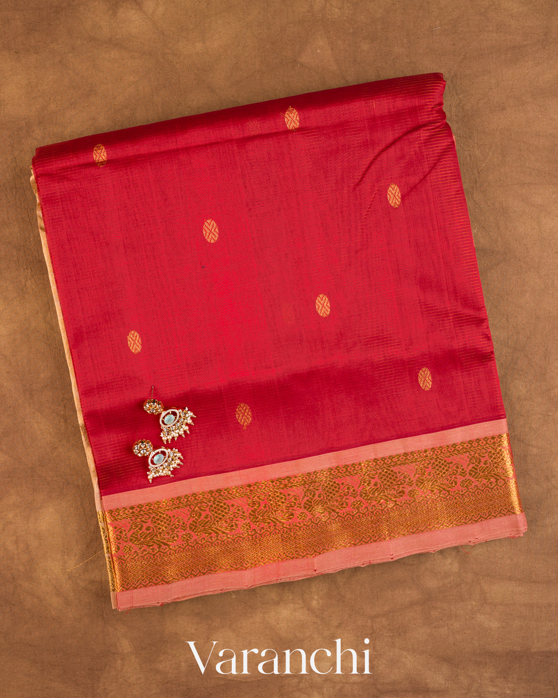 Crimson Red Pure Kanchipuram Silk Cotton Handloom Saree