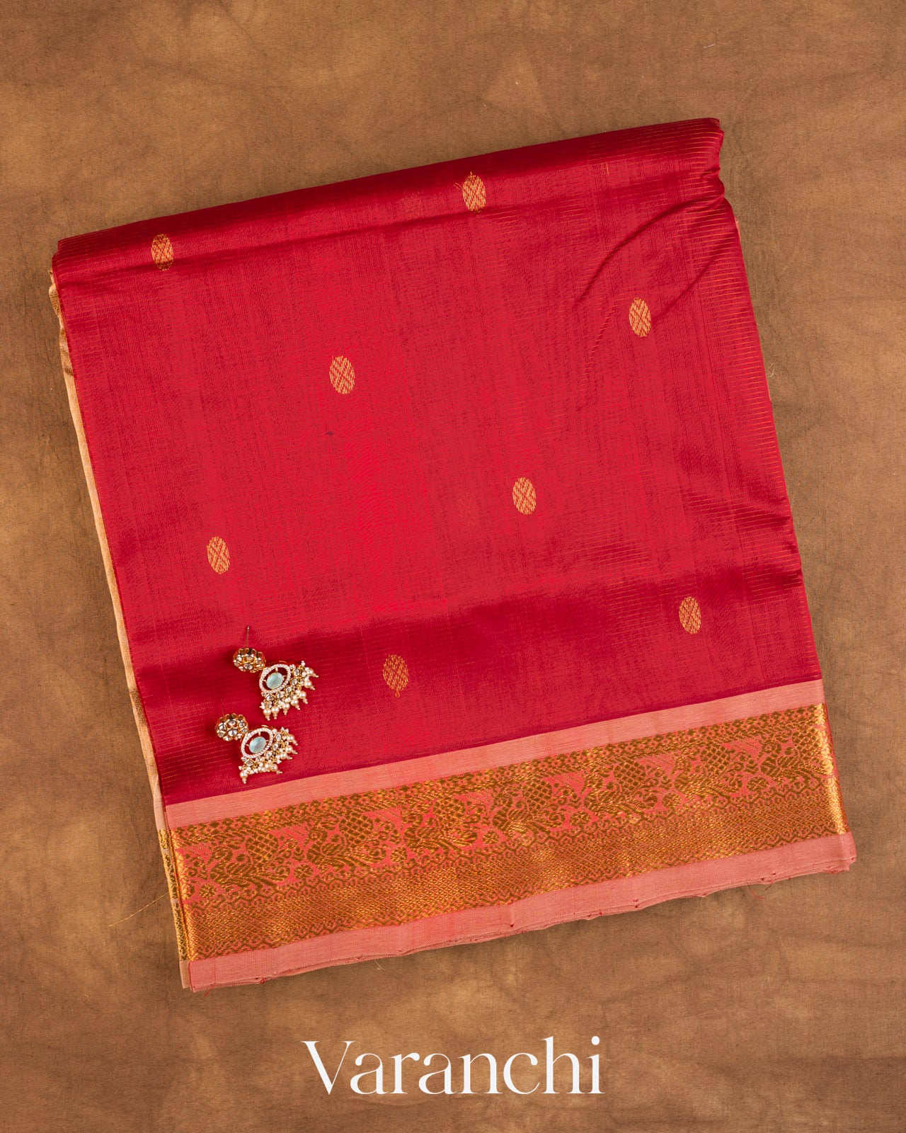 Crimson Red Pure Kanchipuram Silk Cotton Handloom Saree