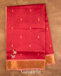 Crimson Red Pure Kanchipuram Silk Cotton Handloom Saree