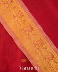 Crimson Red Pure Kanchipuram Silk Cotton Handloom Saree