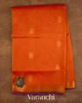 Tangerine Orange Pure Kanchipuram Silk Cotton Handloom Saree