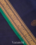 Navy Blue Pure Kanchipuram Silk Cotton Handloom Saree