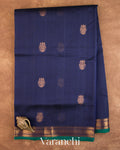 Navy Blue Pure Kanchipuram Silk Cotton Handloom Saree