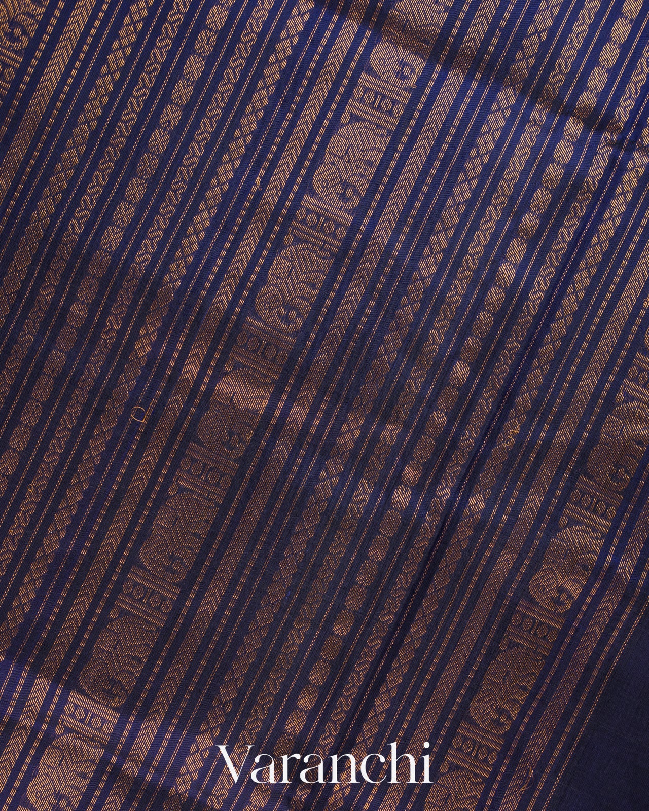 Navy Blue Pure Kanchipuram Silk Cotton Handloom Saree
