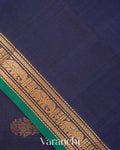 Navy Blue Pure Kanchipuram Silk Cotton Handloom Saree