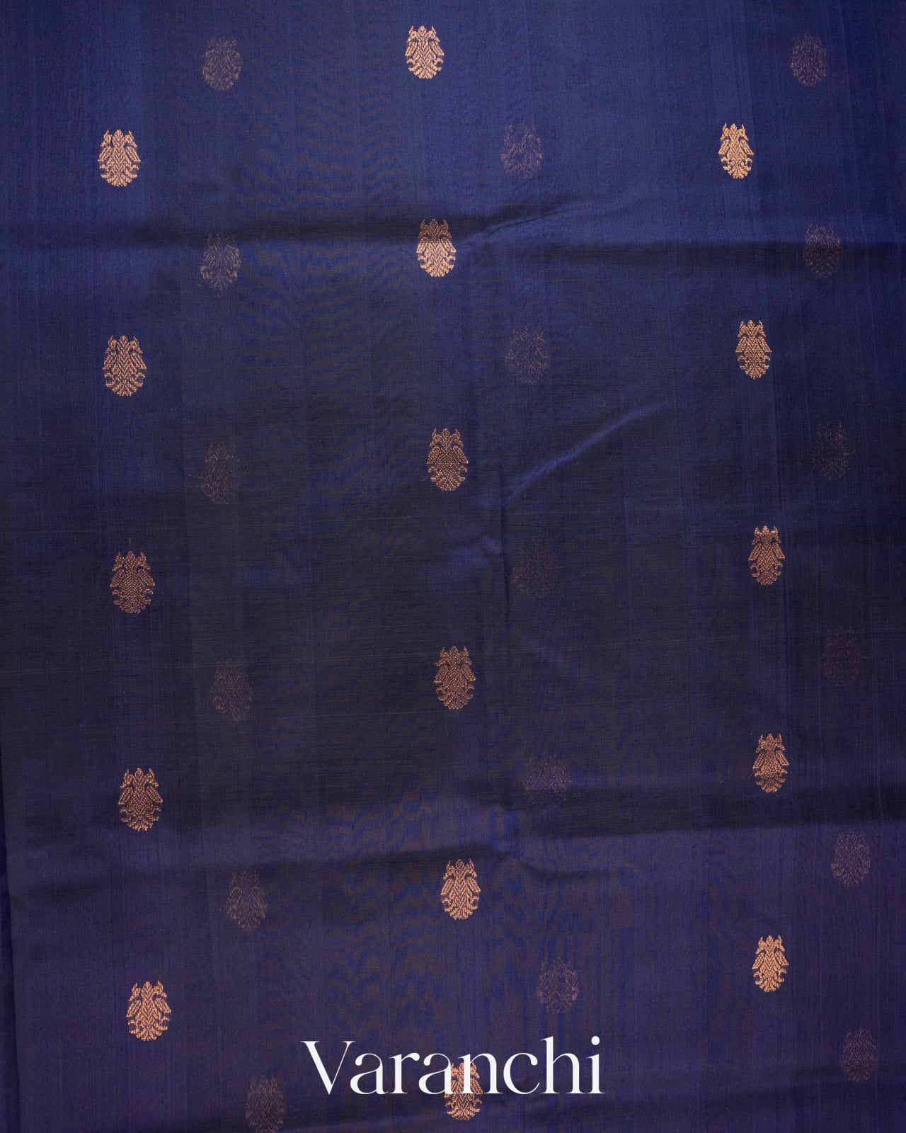 Navy Blue Pure Kanchipuram Silk Cotton Handloom Saree