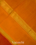 Orange Checks Pure Kanchipuram Silk Cotton Handloom Saree